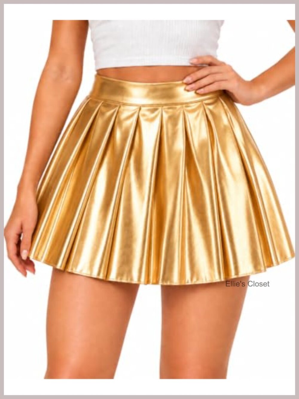 Metallic Pleated Mini Skirt High Waist A-Line Dance Cheer Party
